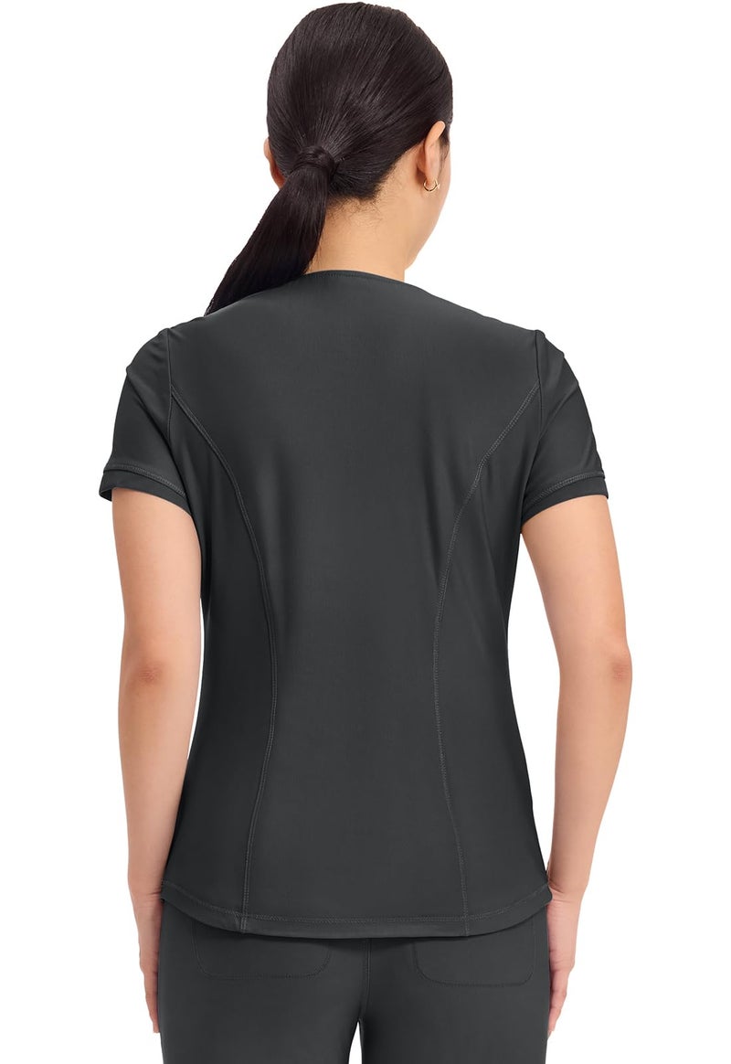 Cherokee Form Scrub Tops for Women, Stretchy V-Neck Knit Scrub Top CK840, XL, Black - Image 4
